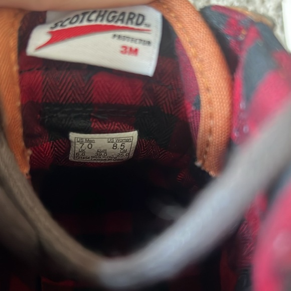 Vans Men's Sk8-Hi MTE-1 Sneakers Tan Suede Red Plaid Trim Mens 7 / Women’s 8.5 - Picture 4 of 4